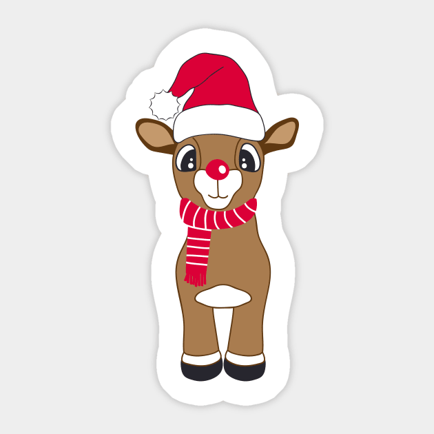 Cute reindeer with Xmas hat Sticker by hippyhappy